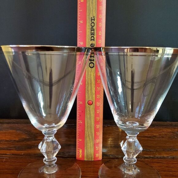 MCM 1960's era Brookmere Platinum Glastonbury Lotus Water Glasses 5.75" tall - Picture 6 of 8